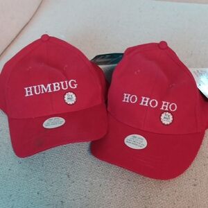 Red Holiday Caps with Festive Text